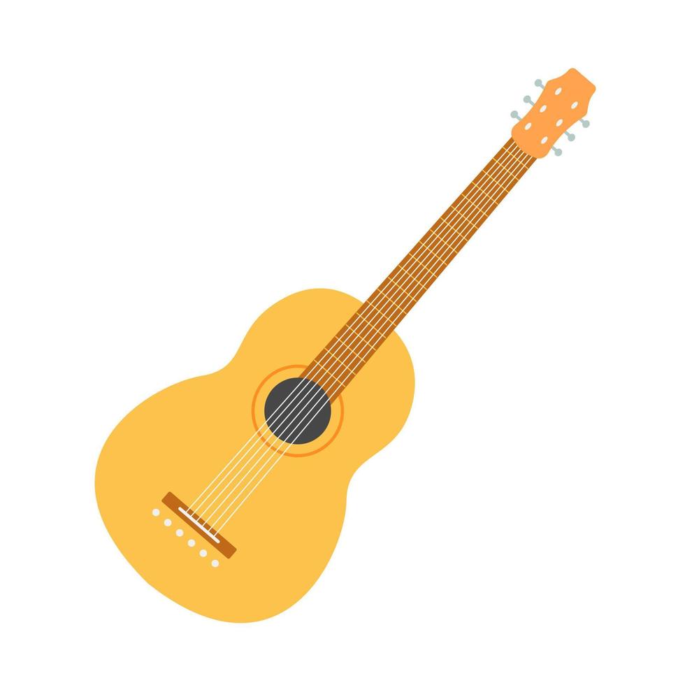 Wooden guitar, vector illustration in flat Wooden guitar