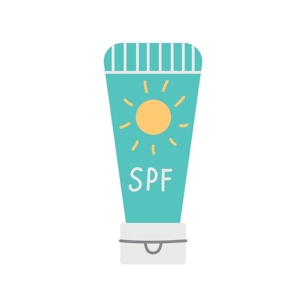 Sunscreen for hiking trips, vector illustration in flat style