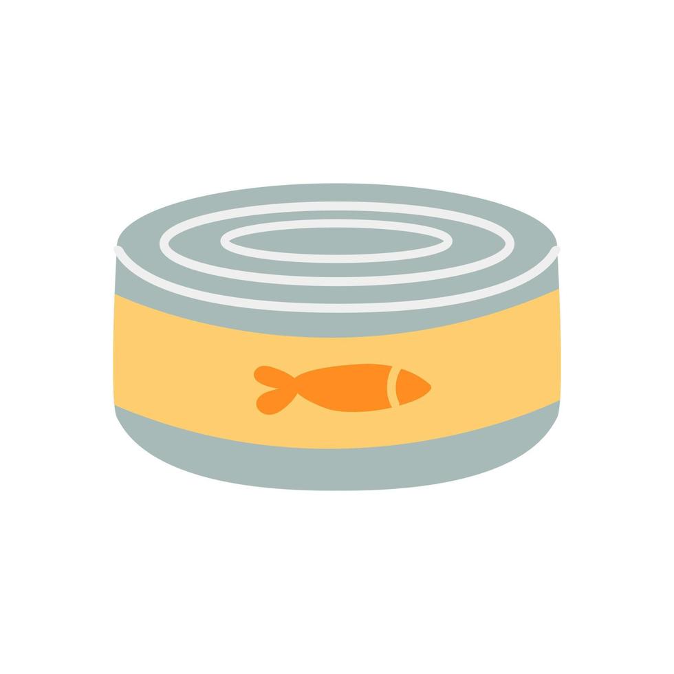 Canned fish in tin can, vector illustration flat style