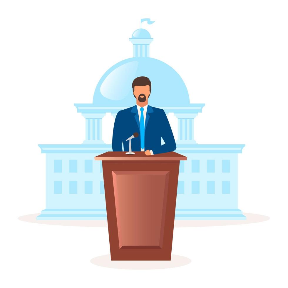 Democracy political system metaphor flat vector illustration. Form of government. President, head of state. Parliament leadership. Representative of republic state cartoon characters