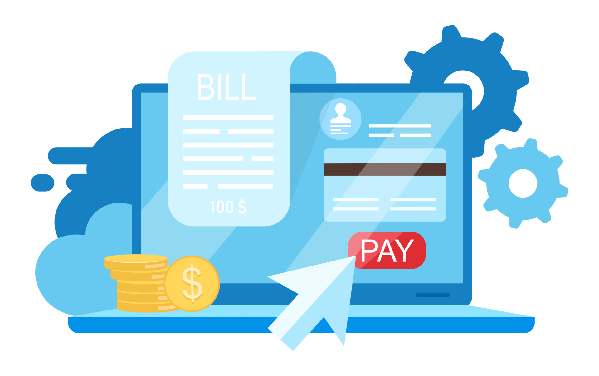 Bill pay flat vector illustration. Online payment, billing system, credit  card transactions isolated cartoon concept on white background. Online  receipt, invoice. Banking service. Epayment, ewallet 4341600 Vector Art at  Vecteezy