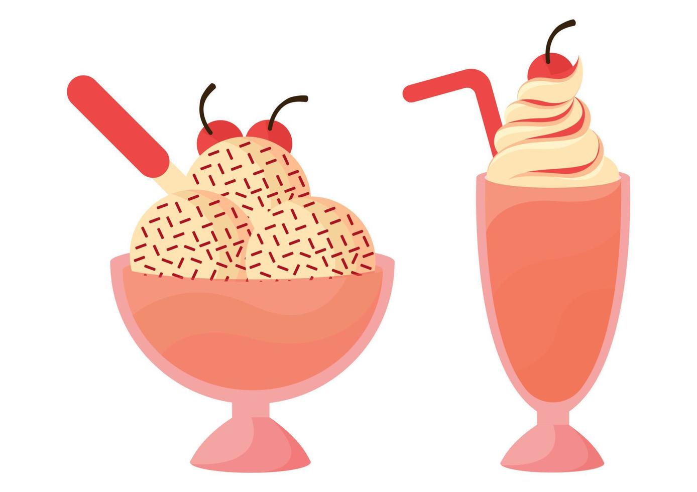 cherry ice cream illustration 2 vector