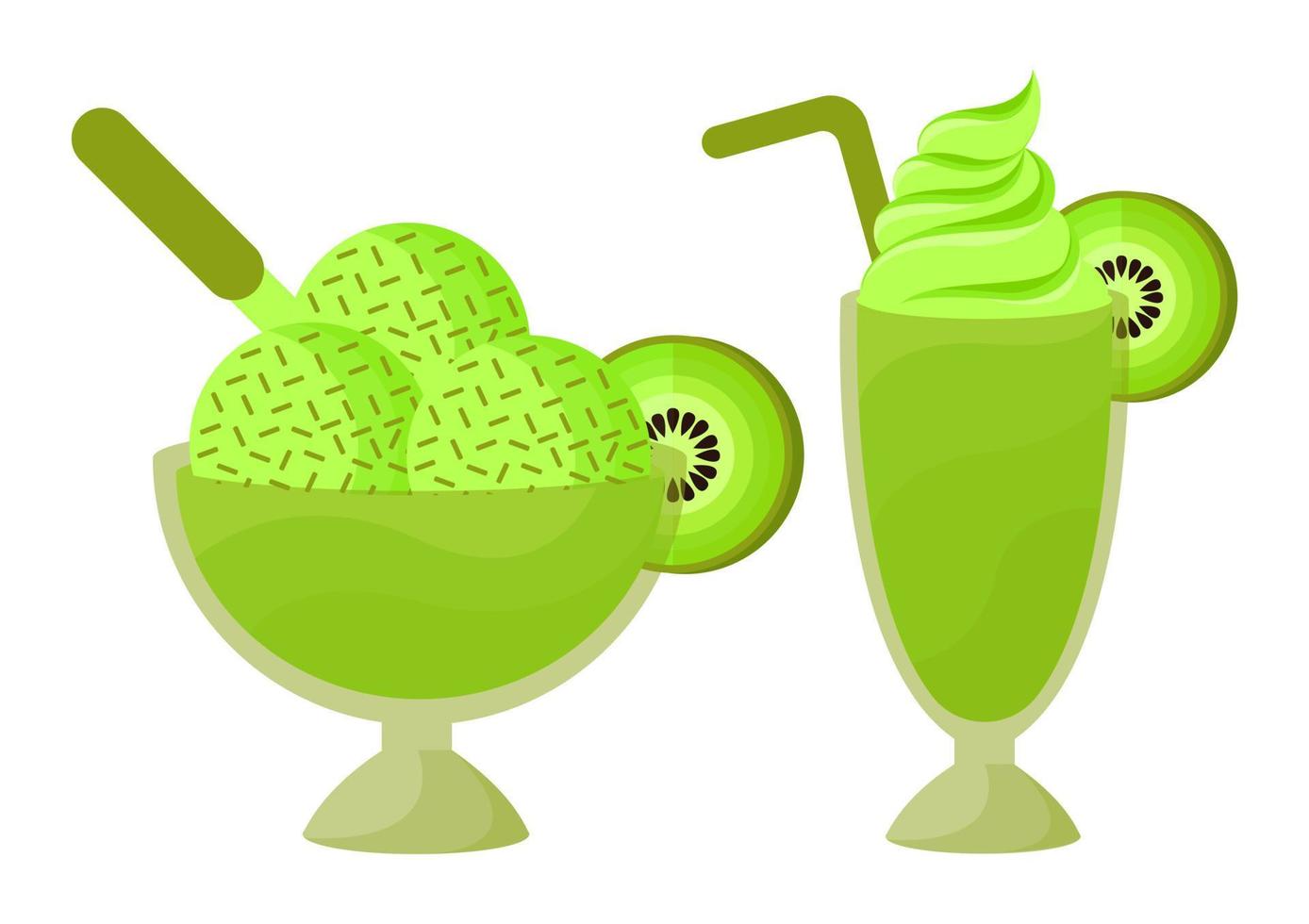 Kiwi ice cream illustration 2 vector
