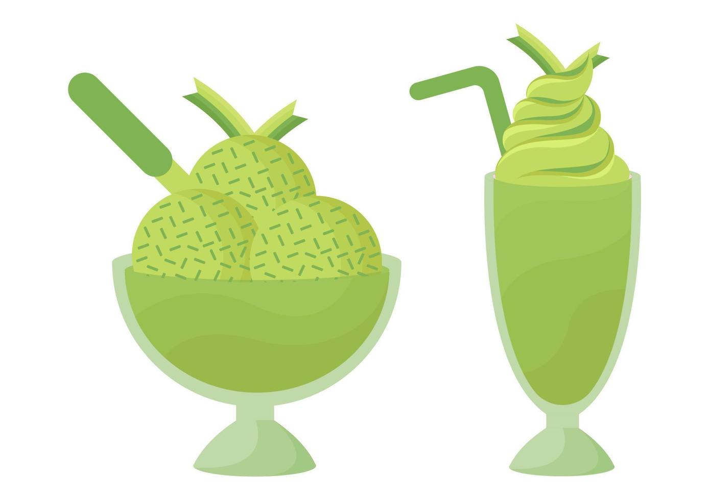 pandan ice cream illustration 2 vector