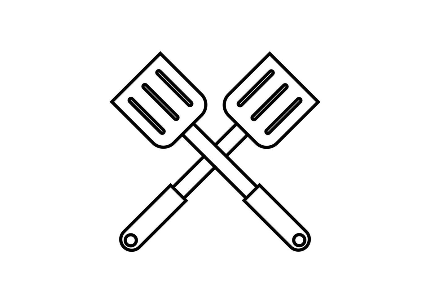 the outline of a spatula with a simple design vector