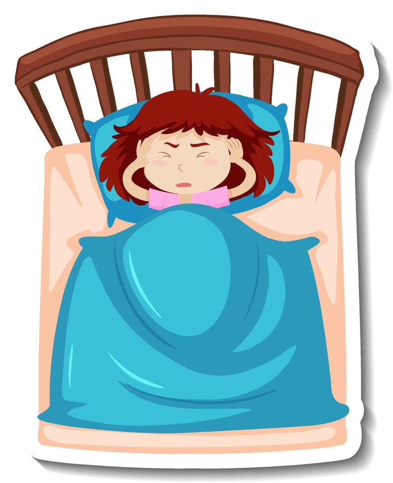 A fever girl shivering in blanket vector