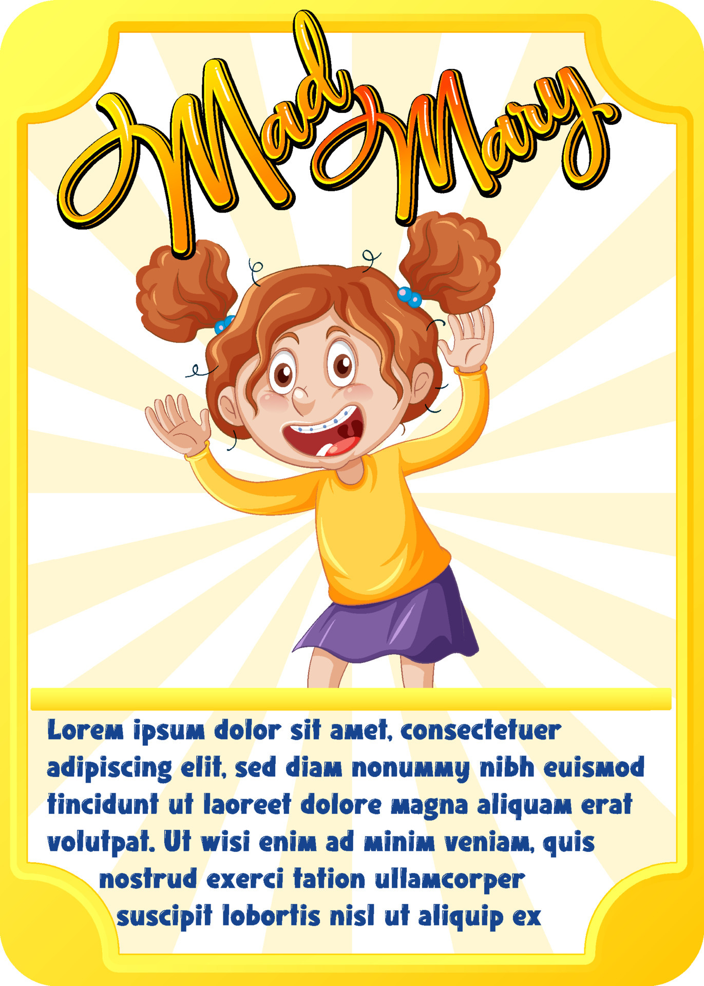 Character game card template with word Mad Mary 20 Vector Art Within Playing Card Template Word