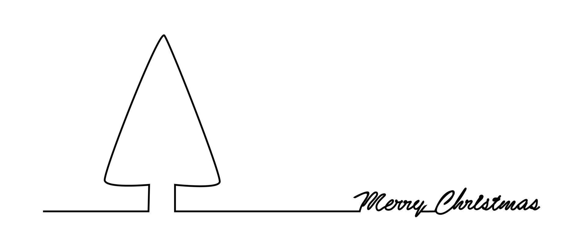 Christmas pine fir tree. Continuous one line drawing minimalist design vector