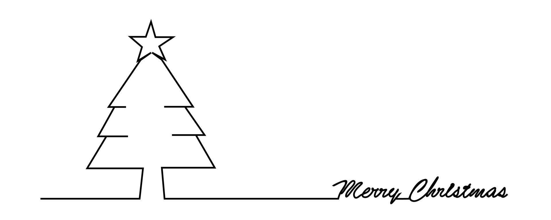 pino de navidad abeto. diseño minimalista de dibujo continuo de una línea vector