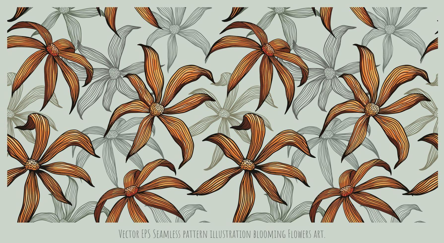 Vector EPS Seamless pattern illustration blooming Flowers art