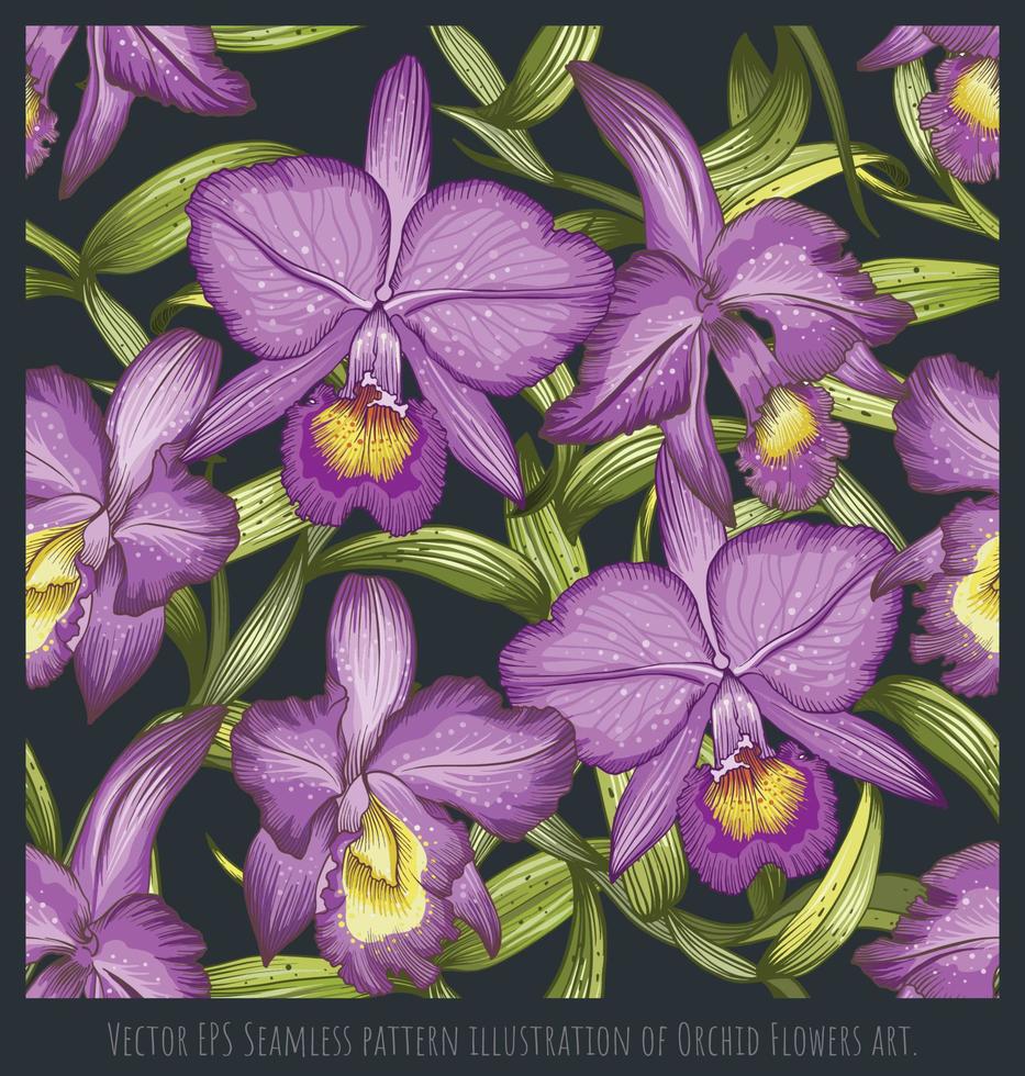 Vector EPS Seamless pattern illustration of Orchid Flowers art