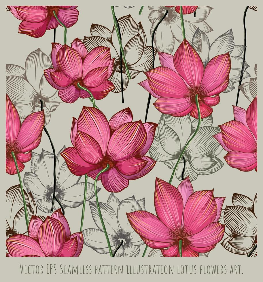Vector EPS Seamless pattern illustration lotus flowers art