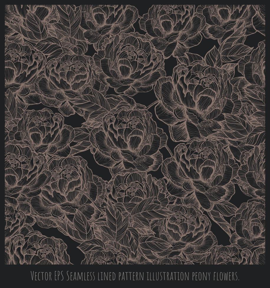 Vector EPS Seamless lined pattern illustration peony flowers