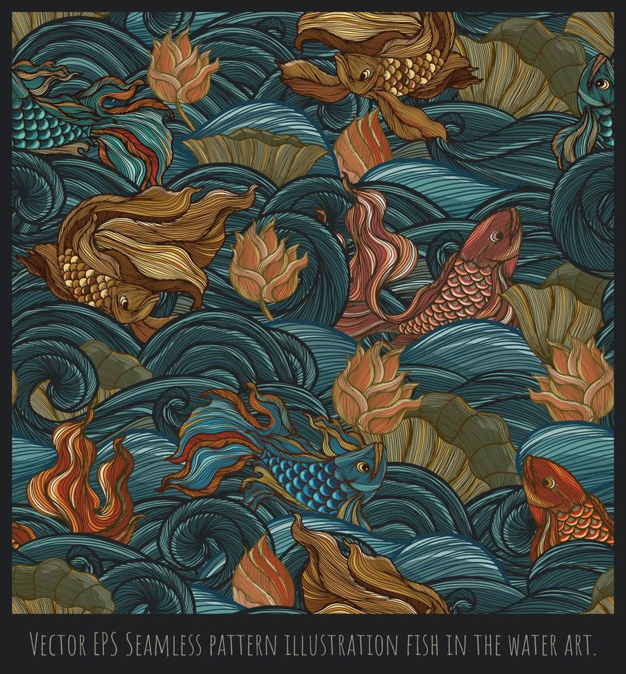 Vector EPS Seamless pattern illustration fish in the water art