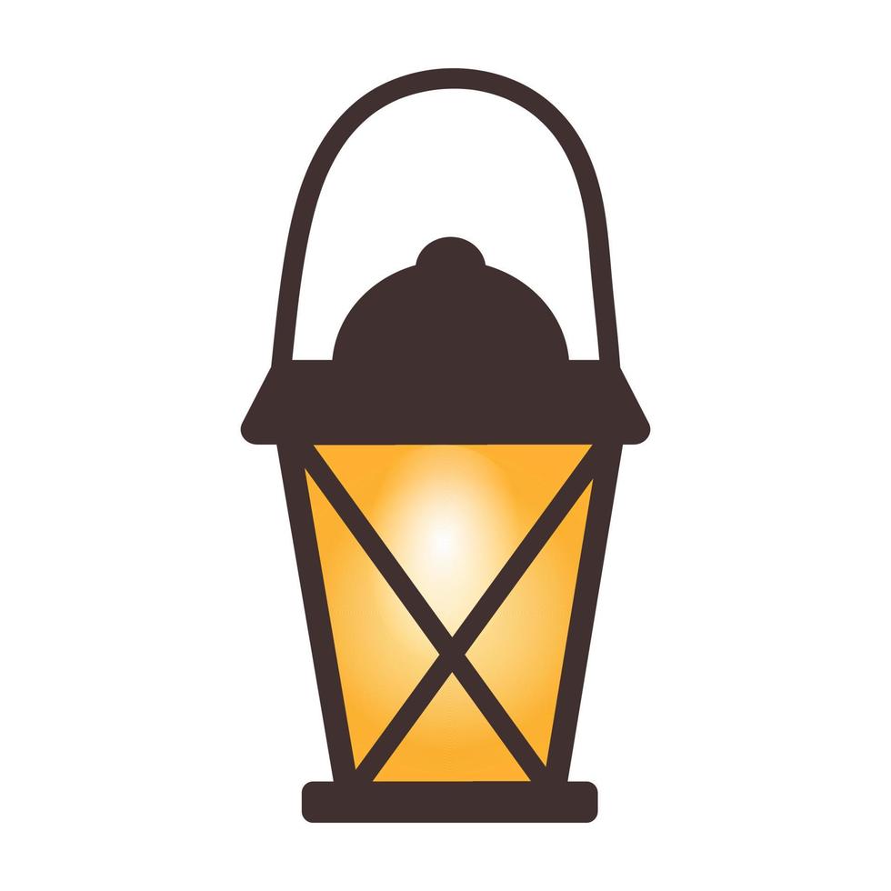 Vintage shinning lantern with candle. vector