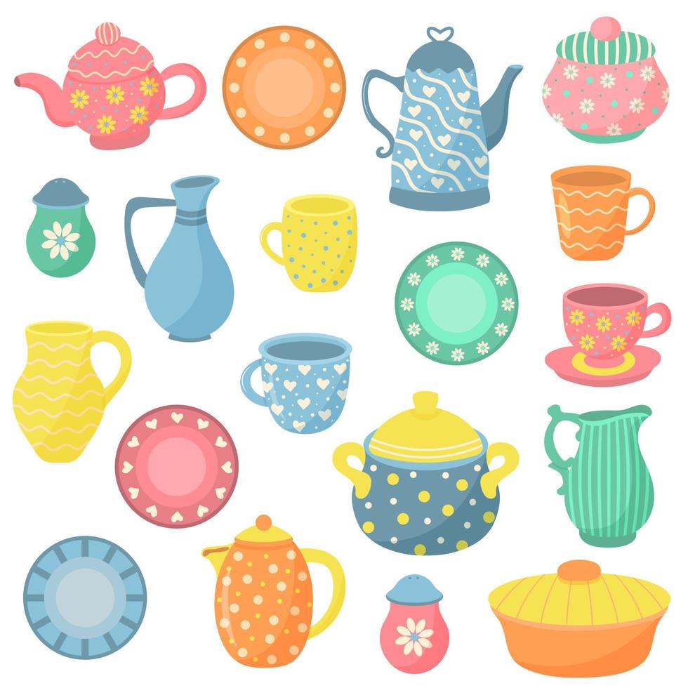 Ceramic kitchenware set. Beautiful decorative handmade ceramics