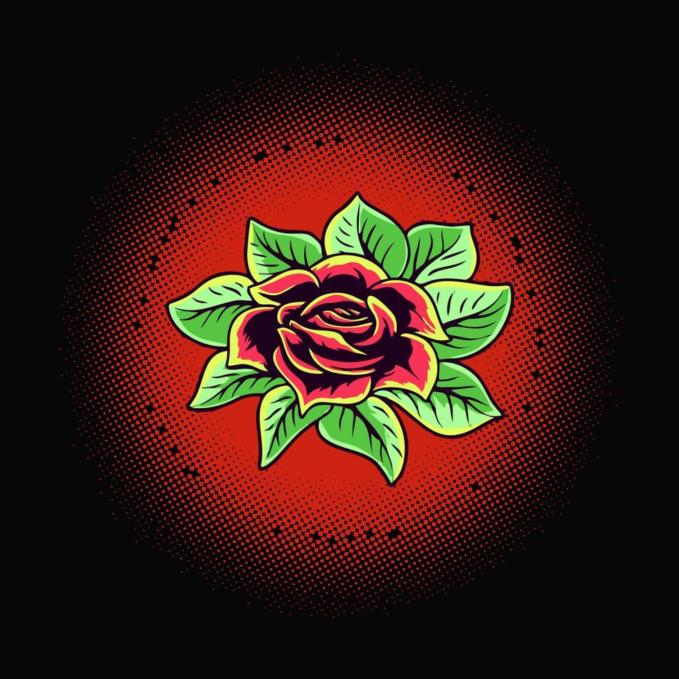 diseño de camiseta de ilustración de vector premium de tatuaje rosa