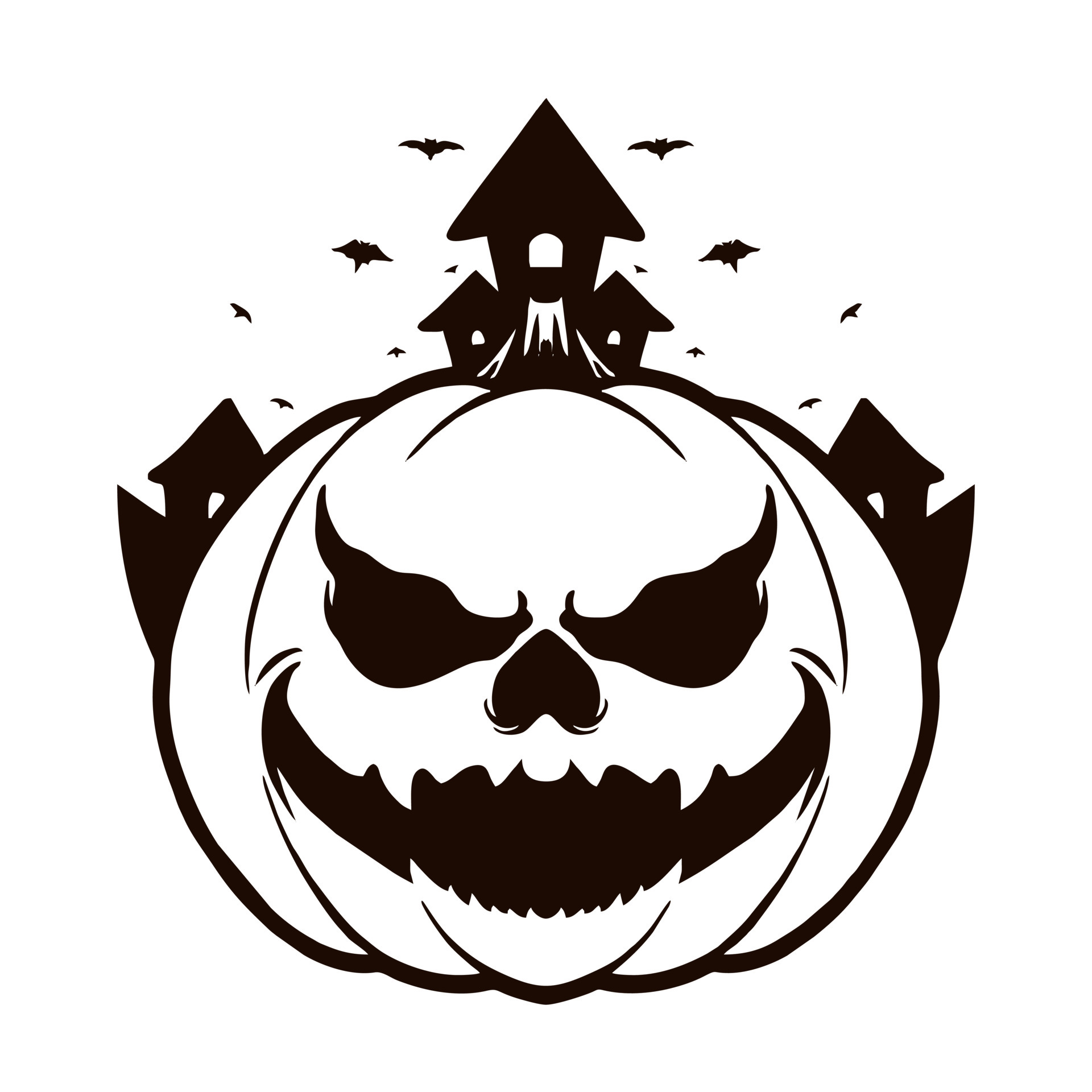 Scary pumpkin head Vector line illustration tshirt design 4341829 ...