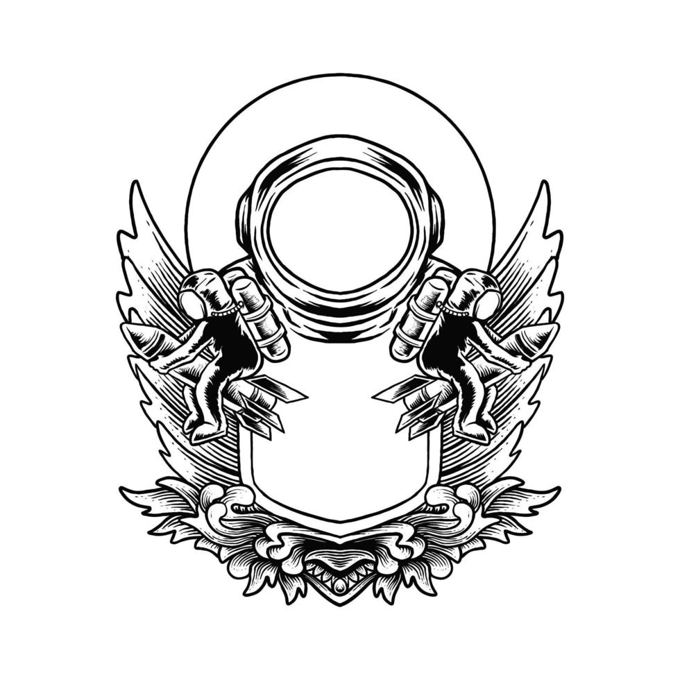 Astronaut ornament vector illustration tshirt design