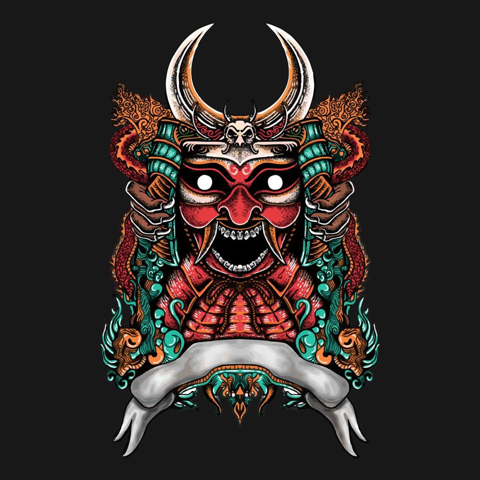 Premium Japanese Samurai vector illustration tshirt design