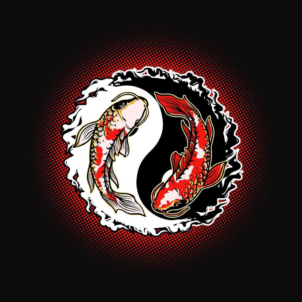 Yin yang Koi Fish Premium vector illustration tshirt design