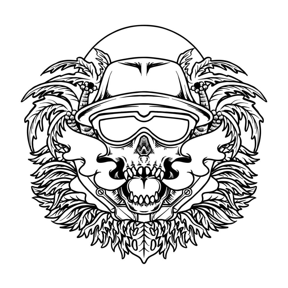 Skull alien animals Summer Vibes vector illustration tshirt design