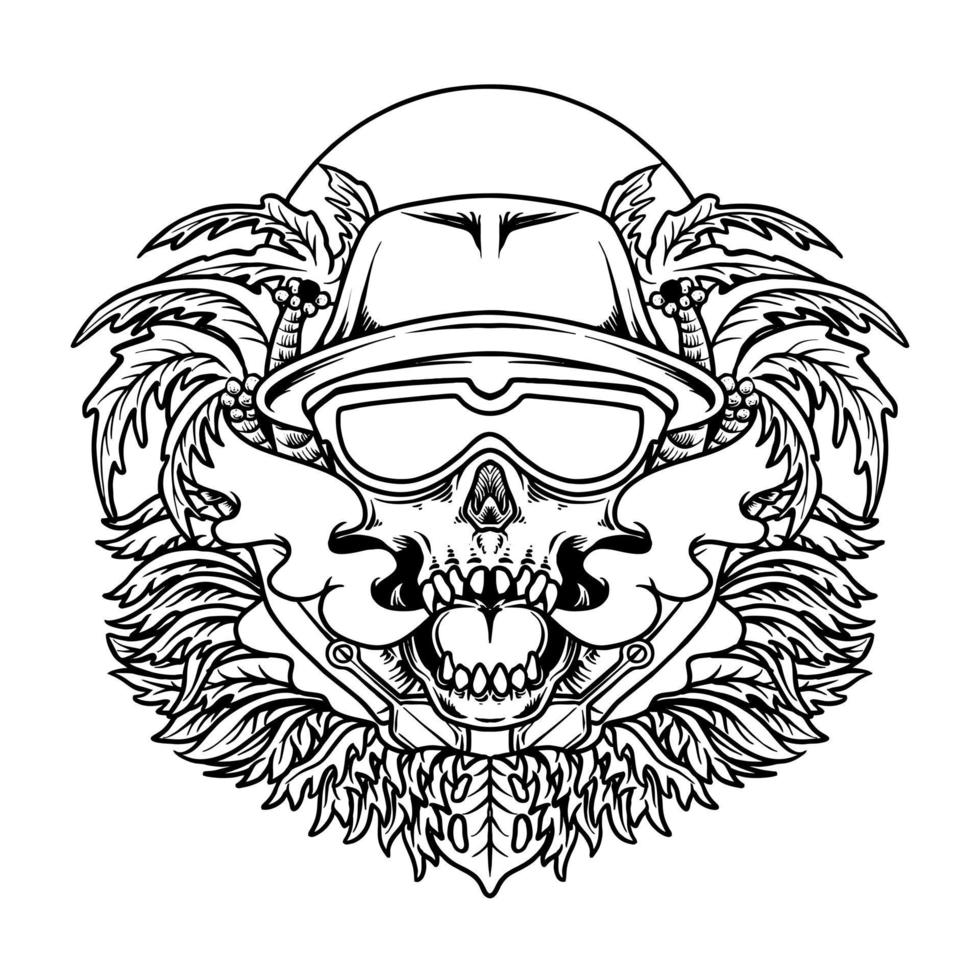 Skull alien animals Summer Vibes vector illustration tshirt design