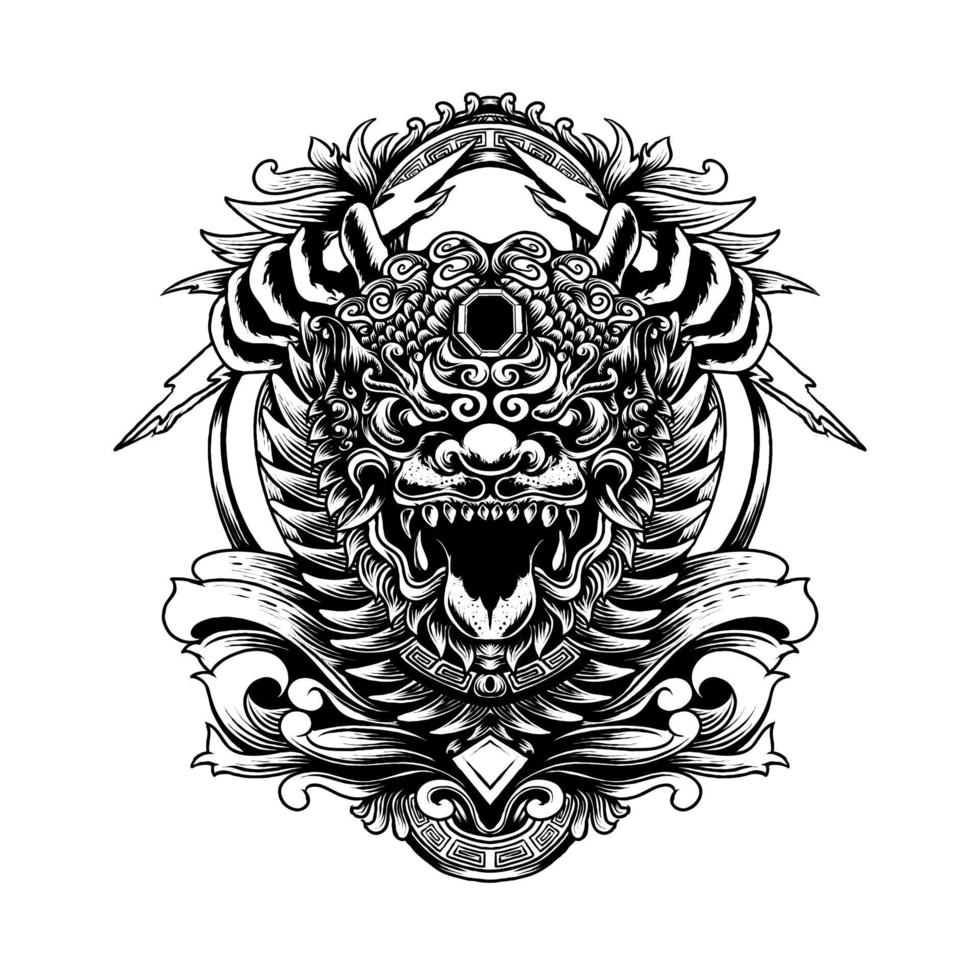 Lion Head ornament vector illustration tshirt design