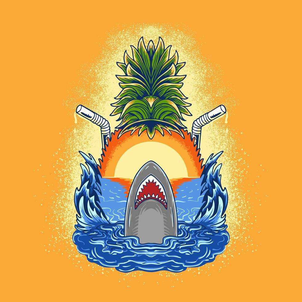 Shark summer vector illustration tshirt design