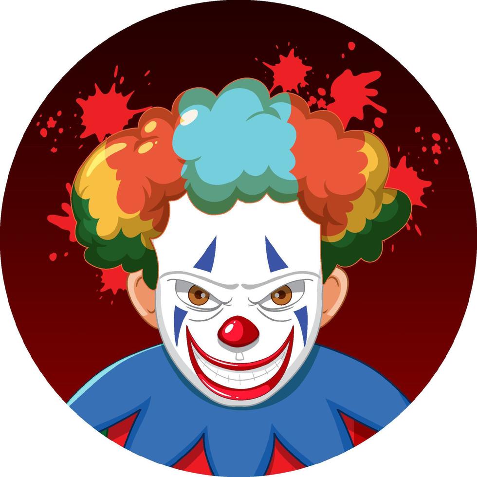 Scary creepy clown face vector