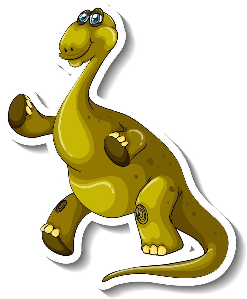 pegatina de personaje de dibujos animados de dinosaurio braquiosaurio vector