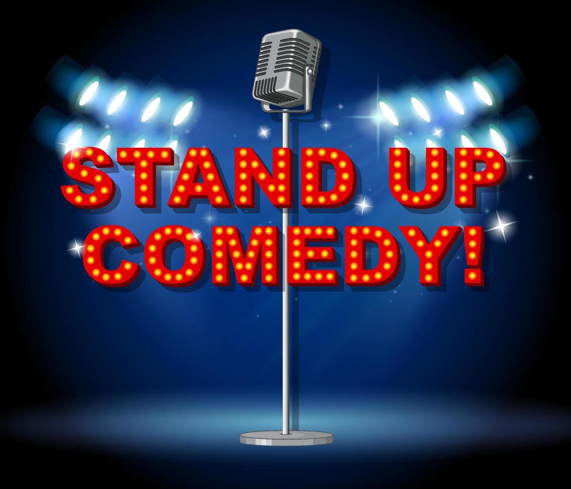 Stand up comedy banner with vintage microphone vector