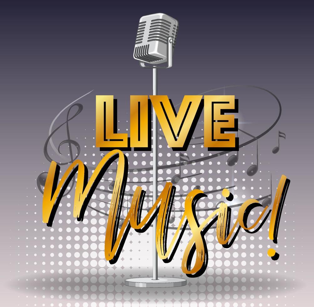 Live music banner with vintage microphone vector