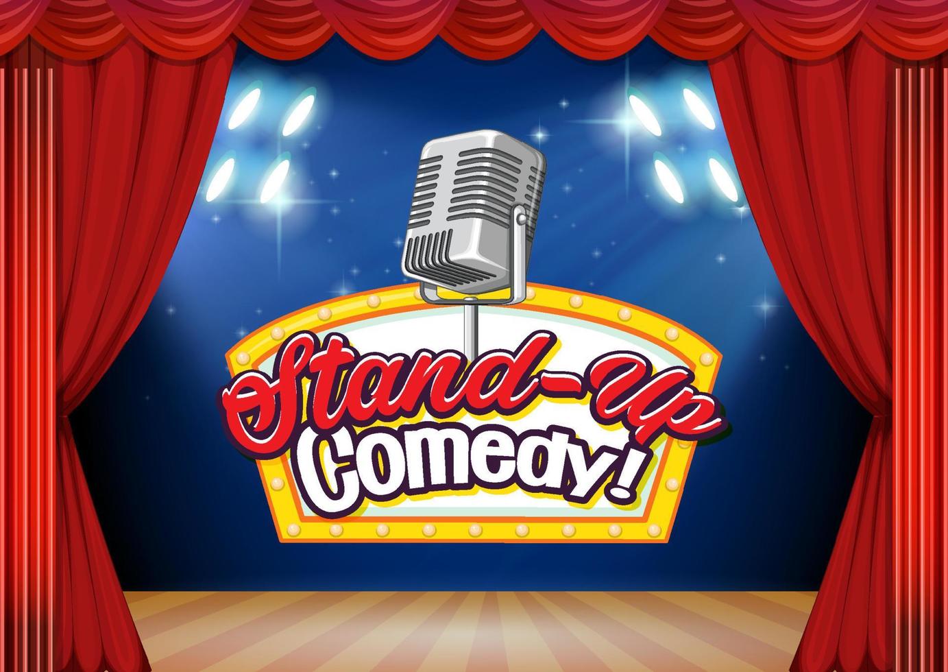 Stand up comedy banner with vintage microphone vector