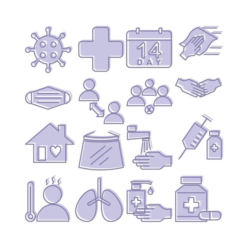 Covid Prevention Icon Set Blu... vector