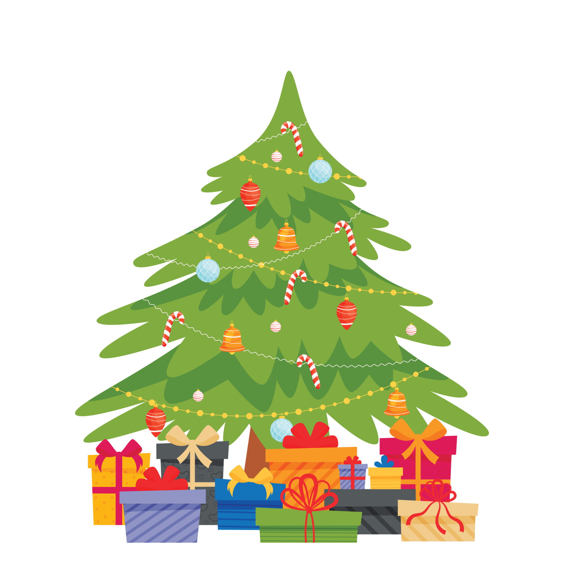 Christmas pine tree with gift boxes. 4342195 Vector Art at Vecteezy