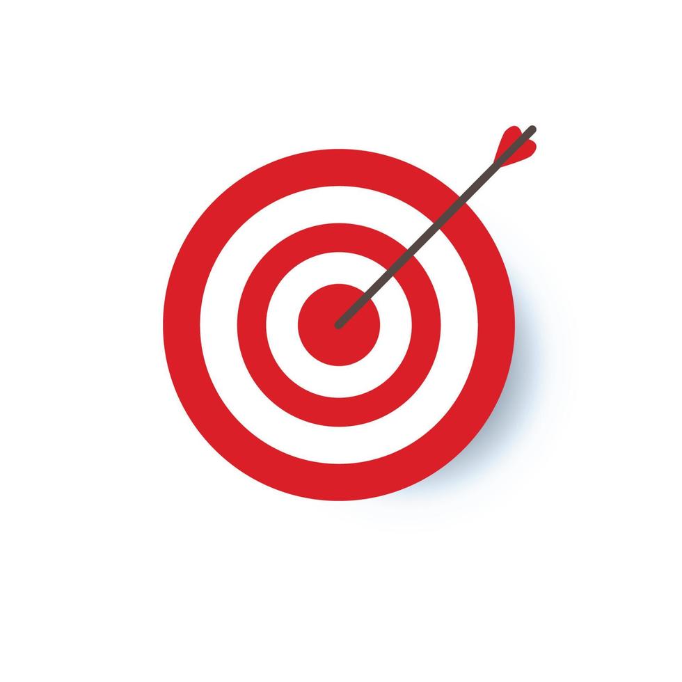 Target with an arrow flat icon concept market goal. Concept target market, audience, group, consumer. Bullseye or goal Isolated sign. vector