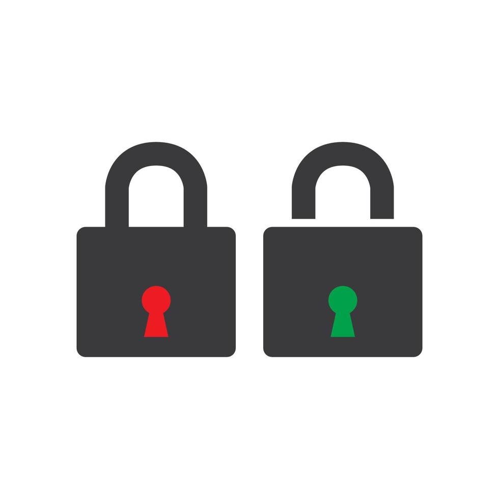 Digital lock concept icon with locked red keyhole and open with green keyhole vector