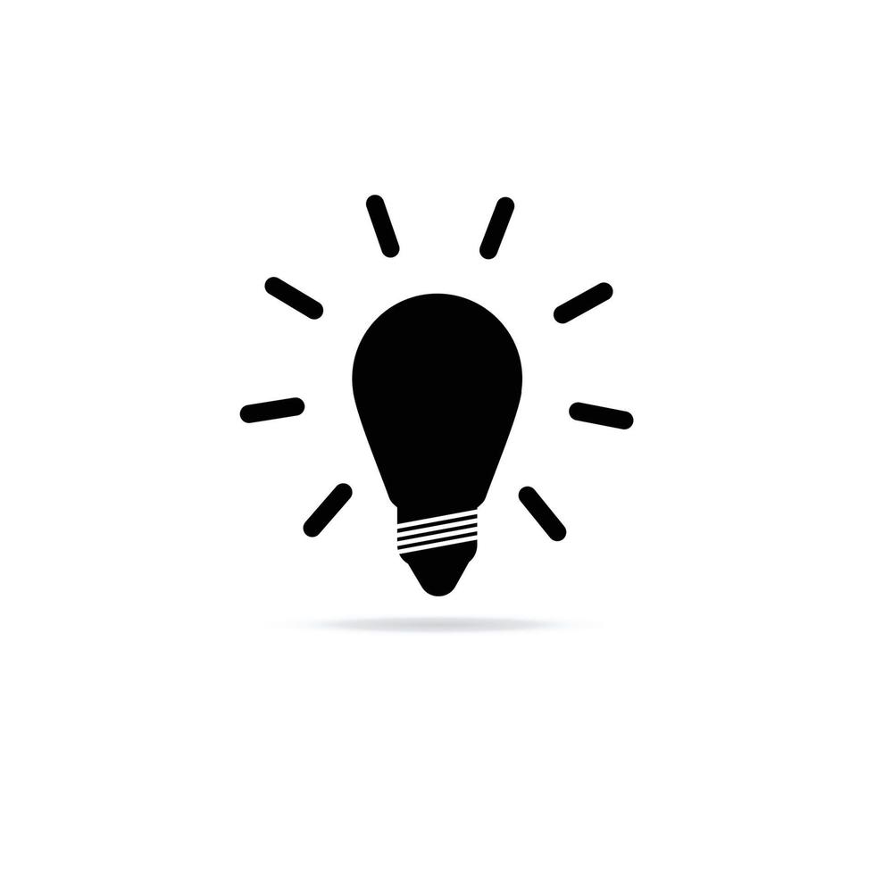 Lightbulb icon for idea or concept in black color on white background vector