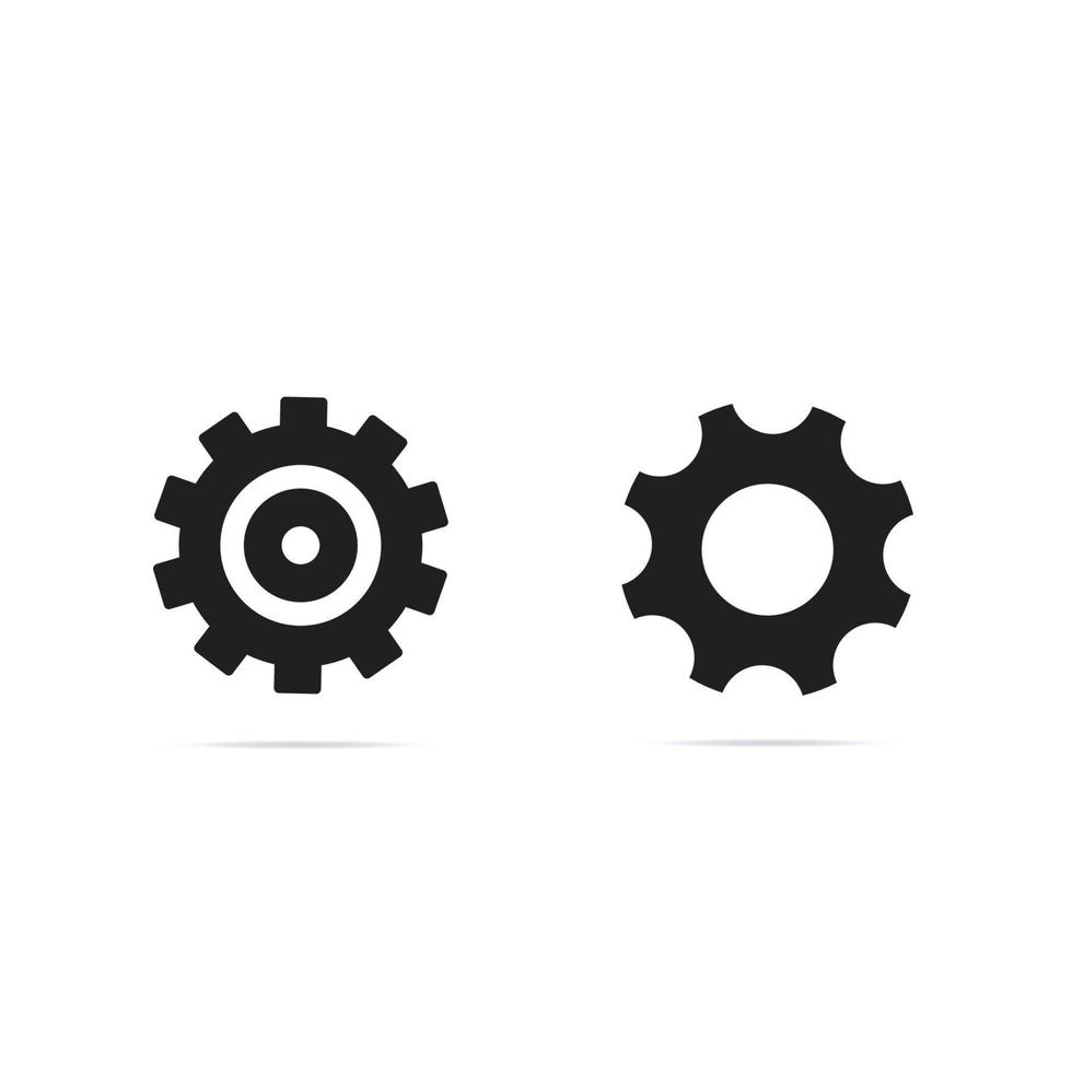 Cogwheel black vector icon. Gear set simple glyph web symbol.