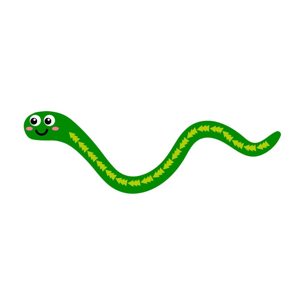 serpiente de dibujos animados lindo en estilo plano infantil aislado sobre fondo blanco. vector