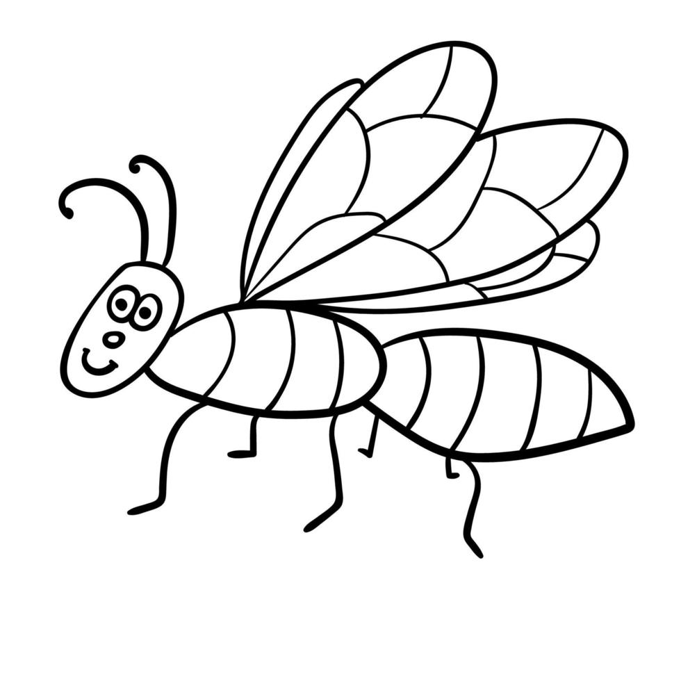 Cartoon doodle linear midge, fly isolated on white background. vector