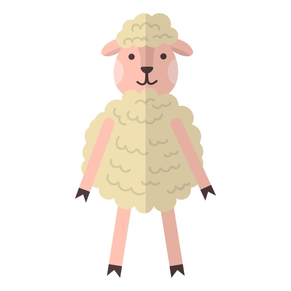 Cartoon cute sheep in flat style isolated on white background vector