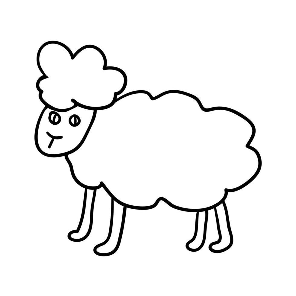 dibujos animados doodle ovejas lineales aisladas sobre fondo blanco. vector