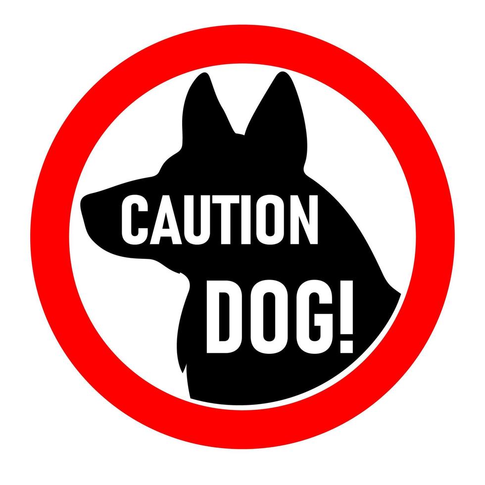 Sign warning about a dog guarding an object. Caution dog vector