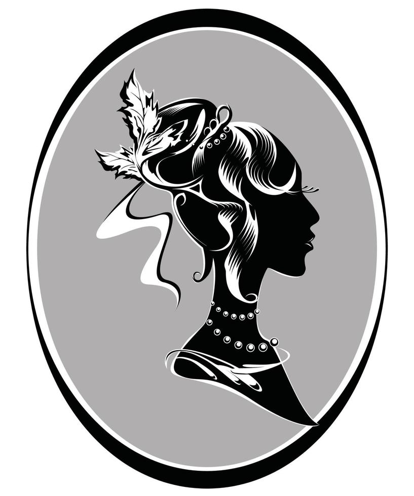 Image of a female head with hair. vector