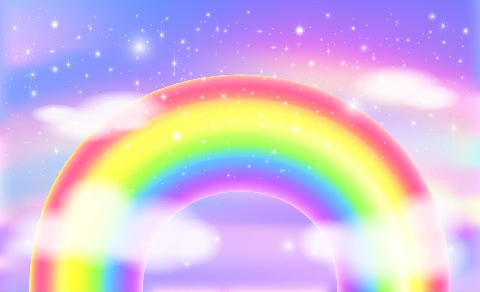 Fantasy background of rainbow magic sky in sparkling stars. vector