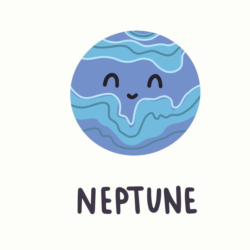 illustration of planet neptune with face in hand draw style vector