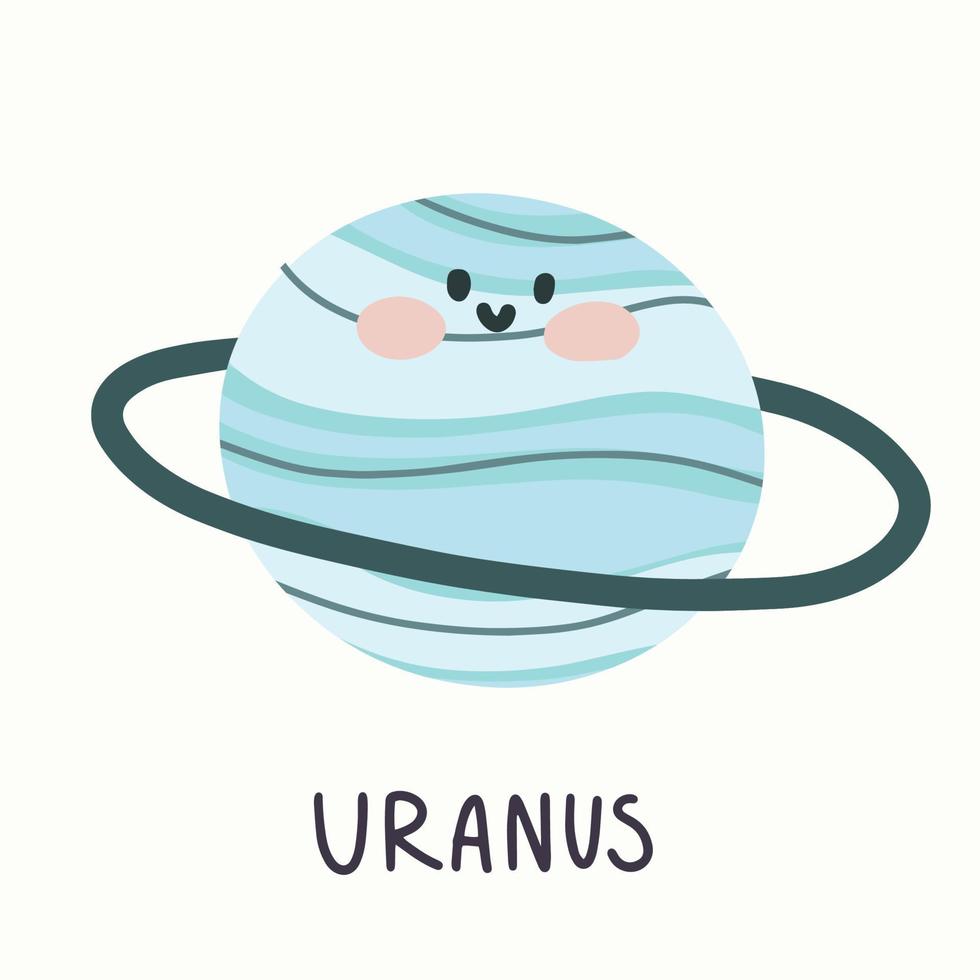 illustration of planet uranus with face in hand draw style vector