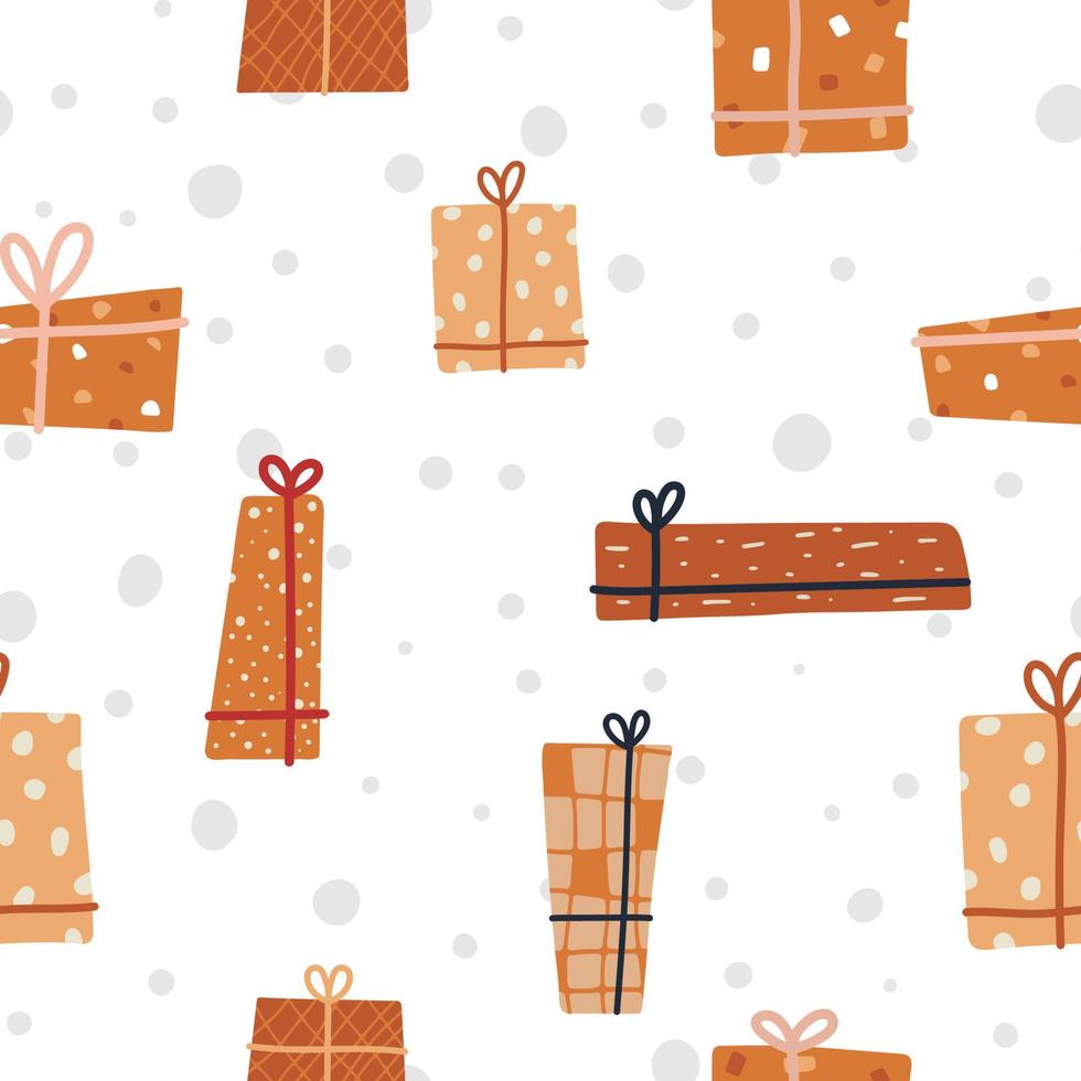 pattern of gift boxes in bohemian style. vector illustration for printing on paper and fabric